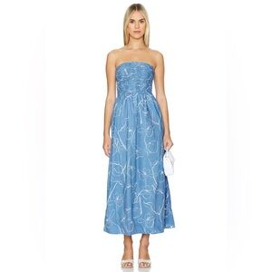 Faithfull the Brand dominquez midi dress in cala mid blueprint
